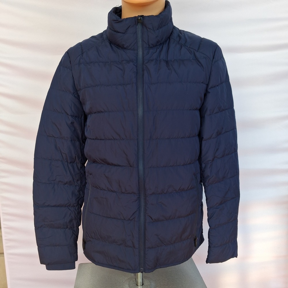 Zara Man Basic Navy Blue Puffer Jacket Down Fill Quilted Coat Mens Large